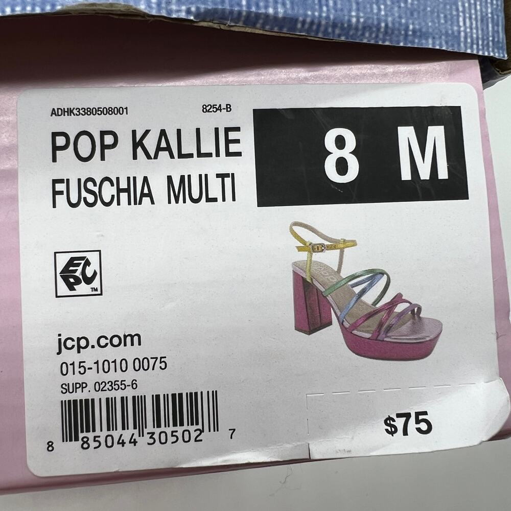 Pop Womens Kallie Heeled Sandals Pink Fuschia Multicolor Size 8M - Picture 9 of 9